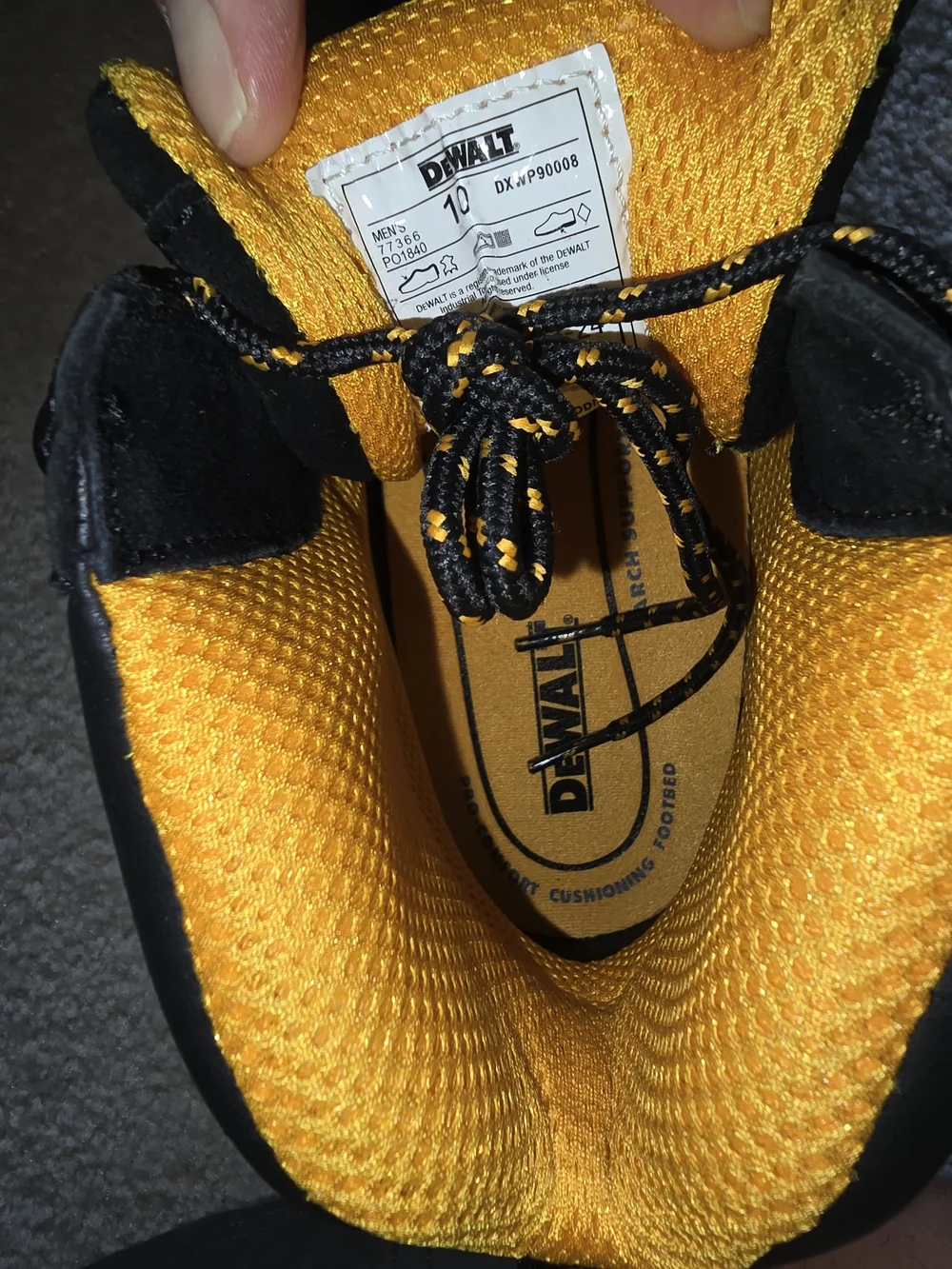 DeWalt ProLite Men's Black Work Boots with Yellow Lining